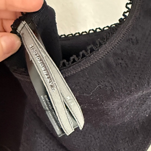 Anthropologie Seamless Pointelle Open Back Bodysuit Black Lace Trim Size Small - Picture 5 of 10